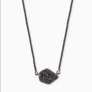 NWT Kendra Scott Tess Necklace Gunmetal Black Drusy